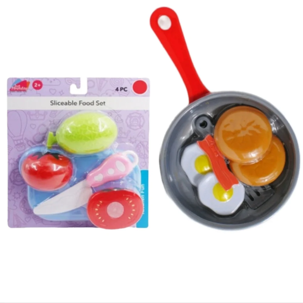 Kids Sliceable Food Set and Frying Pan Play Set Simulation Children's Play Toys